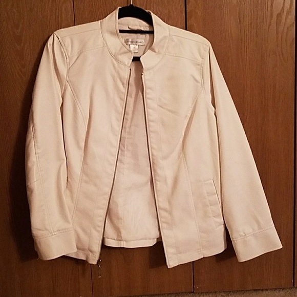 Christopher & Banks Jackets & Blazers - White Faux Leather Jacket